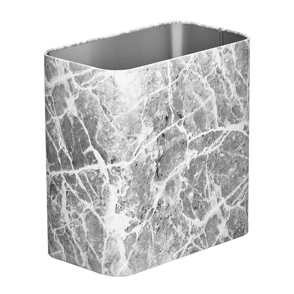2.4 Gal. Gray Marble Rectangular Small Metal Trash Can HPWRVN12 The