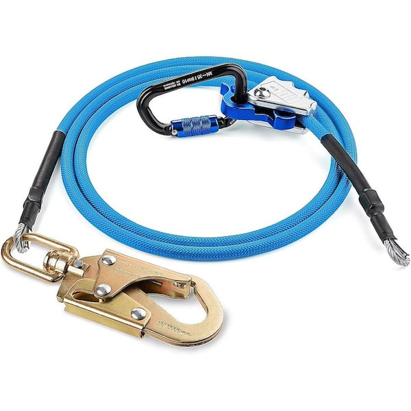 KIWDZFU 10 ft. Steel Wire Core Flipline Fall Protection Arborist Climbing Lanyard Kit with Swivel Snap Hook and Carabiner