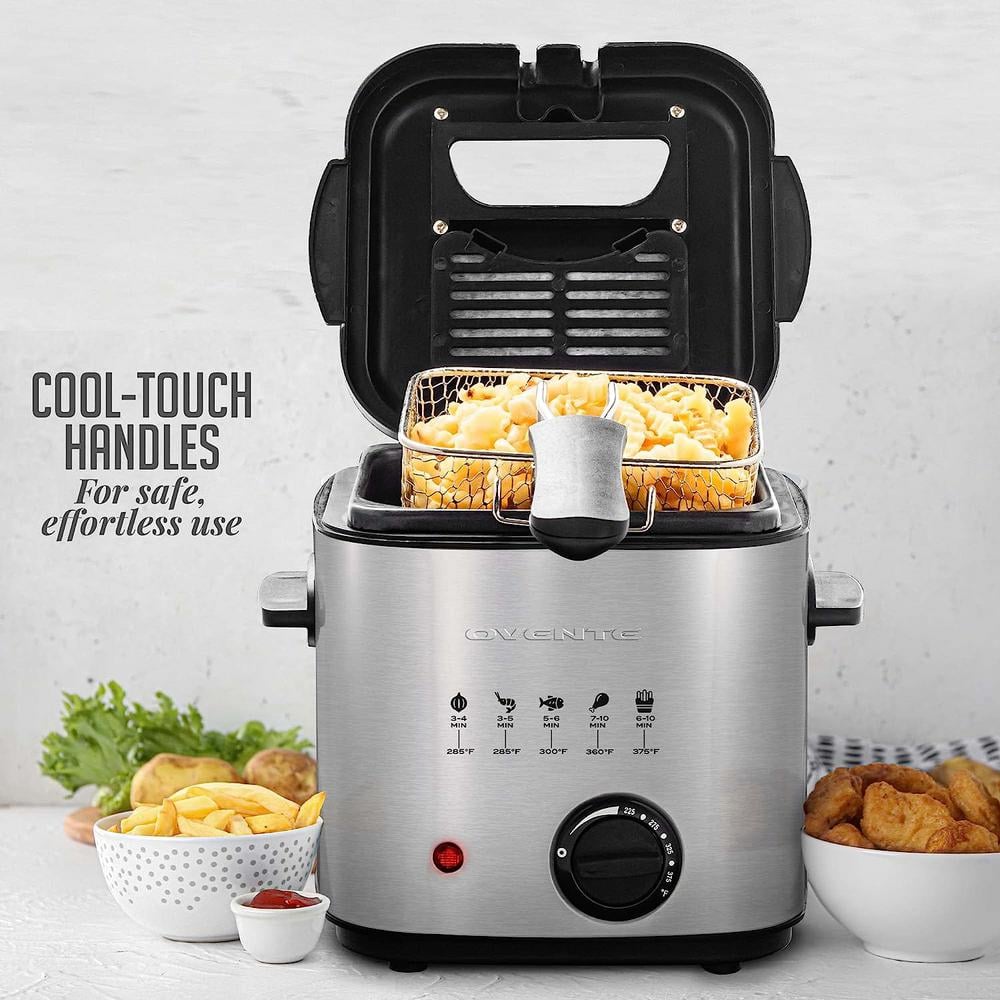 Ovente Silver 1.5 Liter Electric Deep Fryer with Basket