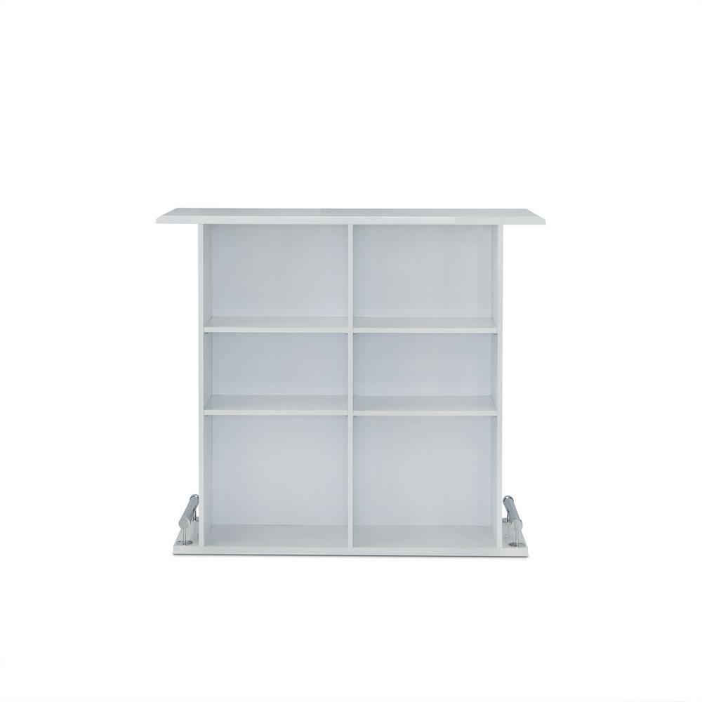 Kite High Gloss White Wooden Bar Table with Metal Footrest