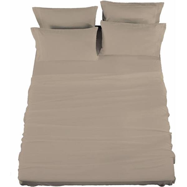 Unbranded 4-Piece Sheet Set, Cotton Rich, 400-Thread Count, Beige, Full Sheet Set