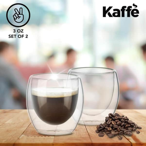 3 oz. Small Espresso Cups Double-Wall Borosilicate Glass Coffee Cups Set of  2 (Two) KF4040 - The Home Depot