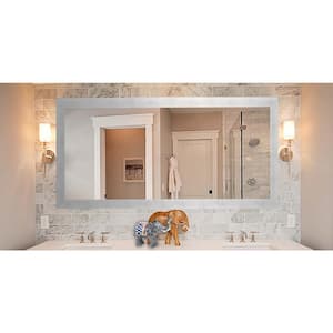 34 in. W x 73 in. H Framed Rectangular Bathroom Vanity Mirror in Silver