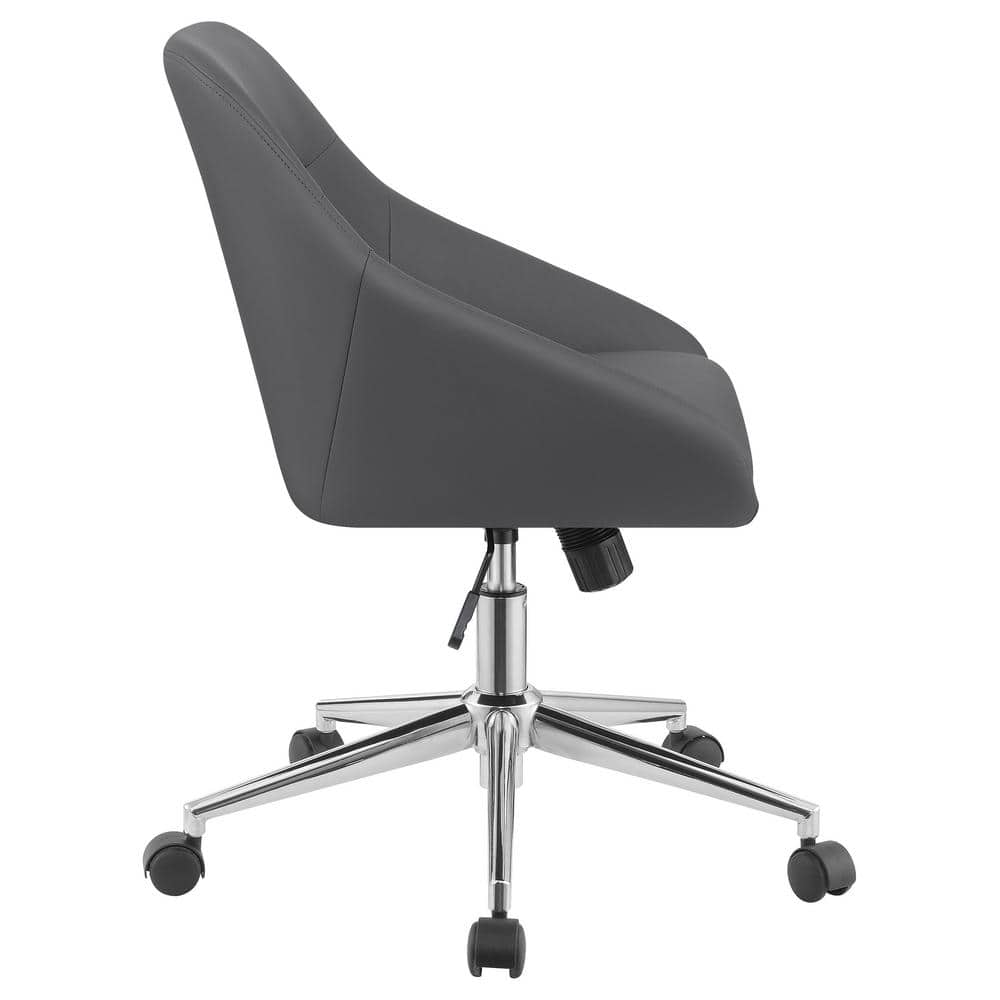 Gray Faux Leather Swivel Desk Chair with Chrome Base
