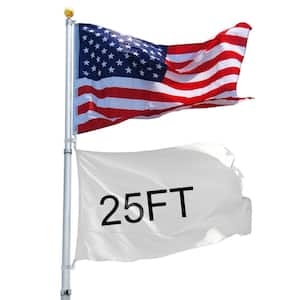 25 ft. Aluminum Telescoping Flagpole with U.S. Flag and Handcrafted Golden Top Finial