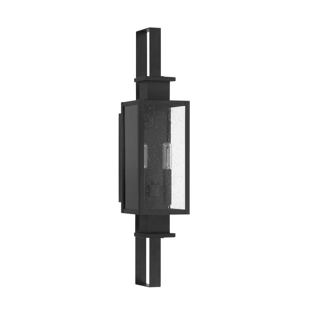 Matte Black Dimmable Outdoor Lantern with Clear Seeded Glass