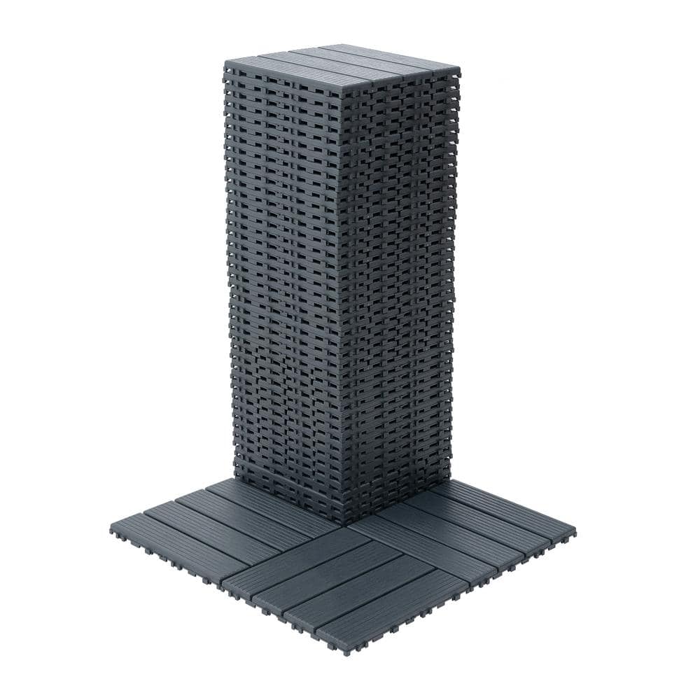 12 in. x 12 in. Square Waterproof Plastic Interlocking Deck Tiles for Poolside Balcony Backyard, Gray (Set of 44 Tiles) price history on PriceWatchPro