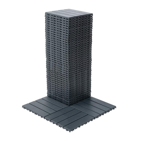 cadeninc 12 in. x 12 in. Gray Square Waterproof Plastic Interlocking Deck Tiles (Set of 44 Tiles)