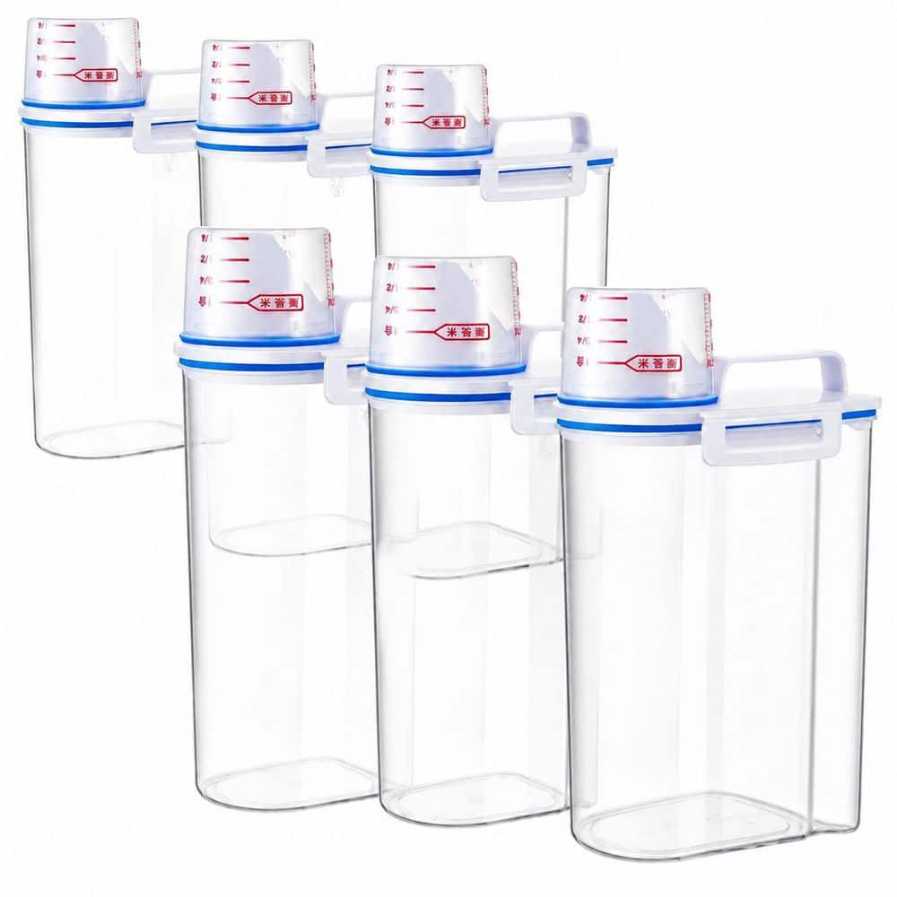 6 Clear Plastic Dry Food Dispensers with Pour Spout, Measuring Cup and Silicone Seal for Rice, Grain, Pet Food, 2.5 L price history on PriceWatchPro