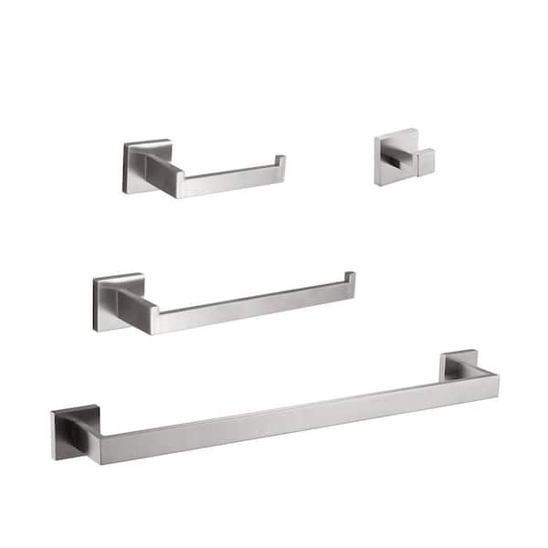 Satico 4-Piece Stainless Steel Bathroom Hardware Set with Mounting Hardware in Brushed Nickel