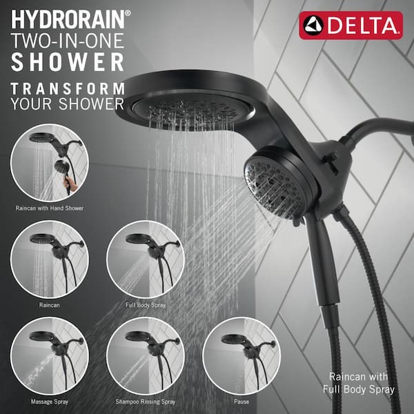 HydroRain Two-in-One 5-Spray 6 in. Dual Wall Mount Fixed and Handheld H2Okinetic Shower Head in Chrome HydroRain Two-in-One 5-Spray 6 in. Dual Wall Mount Fixed and Handheld H2Okinetic Shower Head in Chrome
