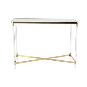 44 in. Clear Rectangle Metal Contemporary Console Table