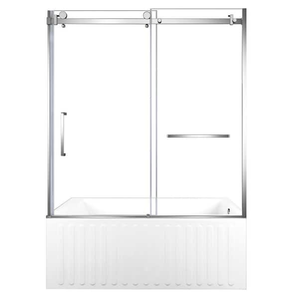 Kingston Brass 60 in. x 30.7 in. Acrylic Rectangular Alcove Soaking Bathtub with Right Drain in White/Polished Chrome
