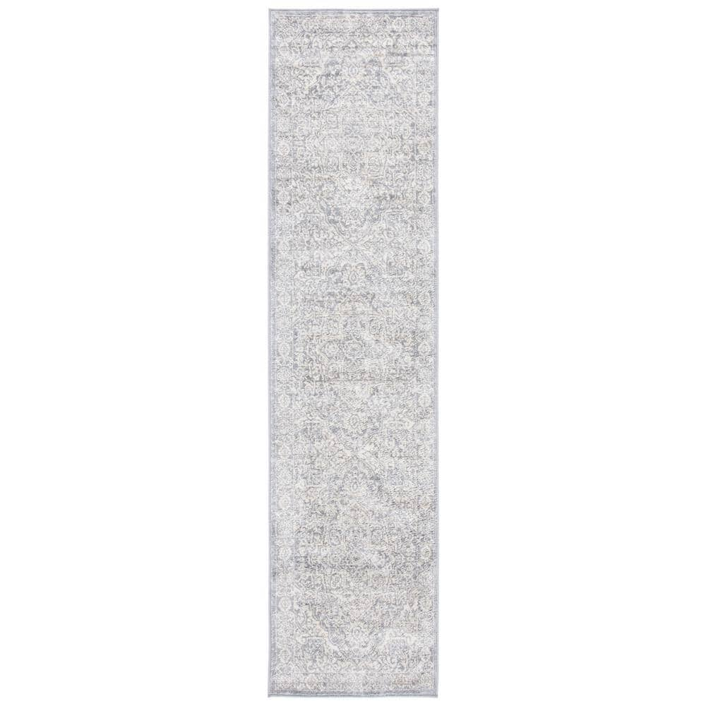 SAFAVIEH Brentwood Light Gray/Ivory 2 ft. x 8 ft. Border Runner Rug ...