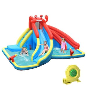Multi-Color Inflatable Water Slide Crab Dual Slide Bounce House Splash Pool with 950-Watt Blower
