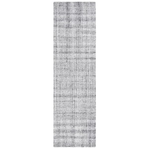 Abstract Gray/Black 2 ft. x 8 ft. Striped Distressed Runner Rug