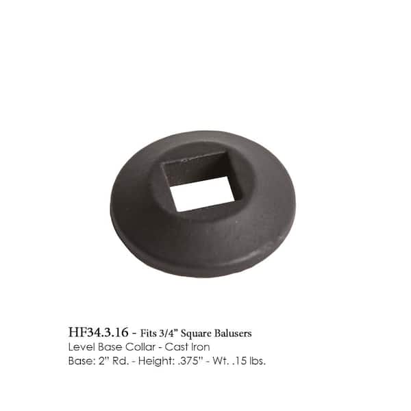 HOUSE OF FORGINGS Satin Black 34.3.16 Flat Base Shoes for 3/4 in. Square Mega 2 in. x 0.4 in. Iron Balusters for Stair Remodel