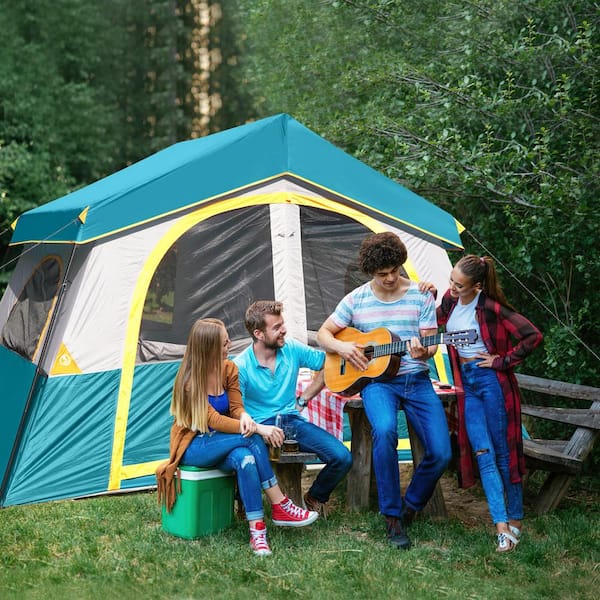 9 ft. x 12 ft. Ocean Blue 8-Person Camping Tent Portable