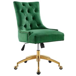 Regent Tufted Emerald Performance Velvet Seat Office Chair with Polished Gold Metal Base
