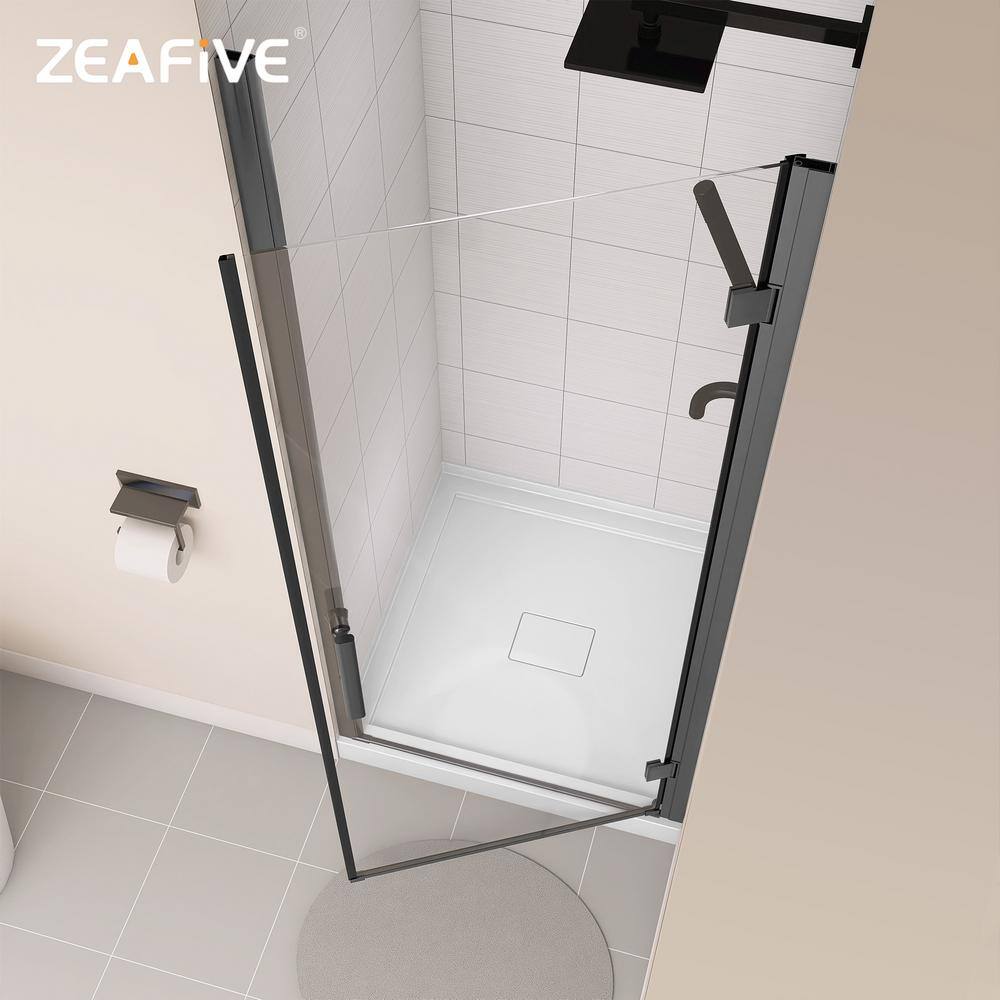 Matte Black Frameless Pivot Shower Door with Clear Glass, 32" x 72"