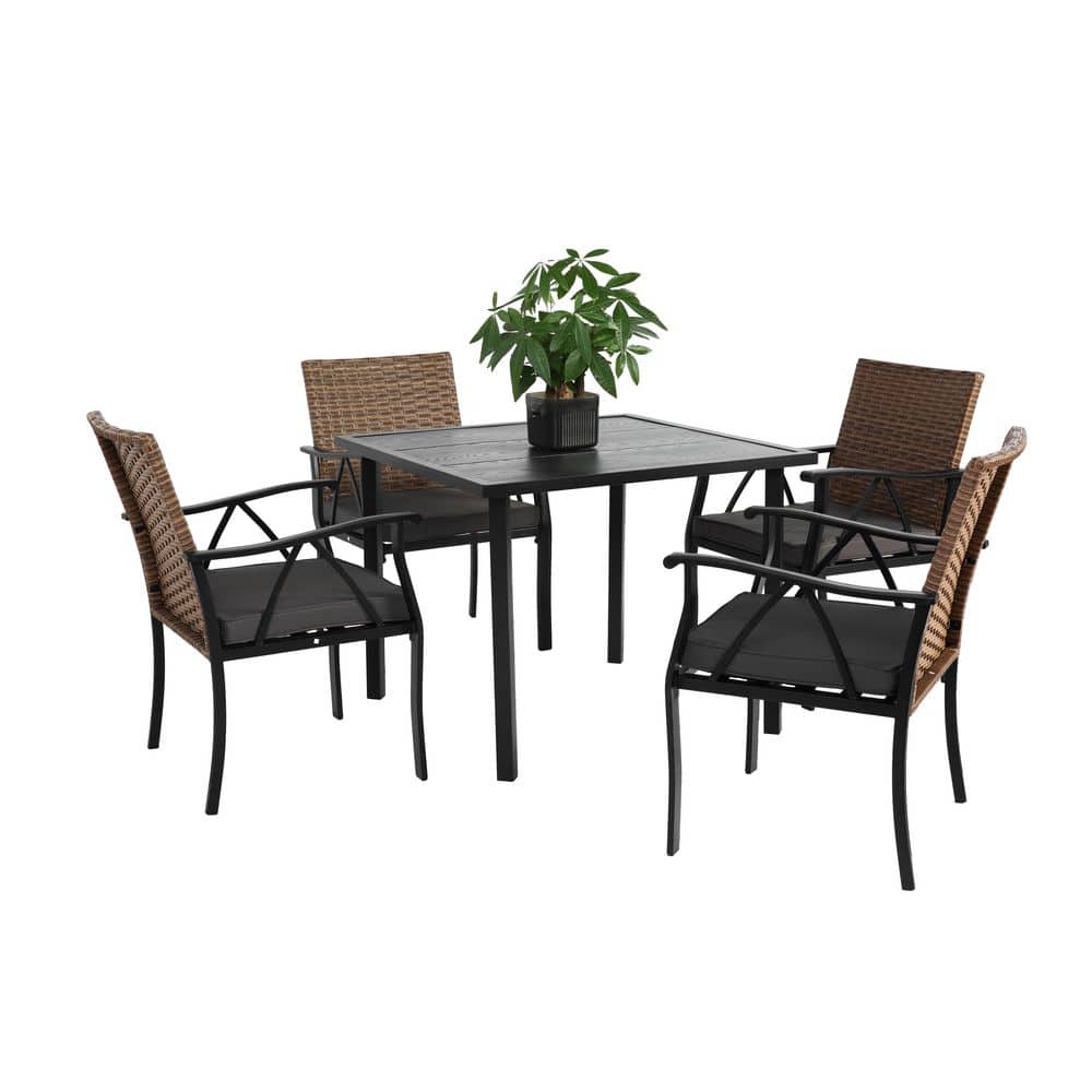 Brown 5-Piece Wicker Outdoor Patio Dining Set price history on PriceWatchPro