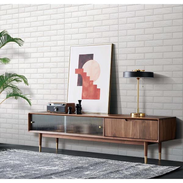 Falkirk Jura II 28 in. x 30 in. Peel and Stick Off White Faux Bricks PE Foam Decorative Wall Paneling (10-Pack)