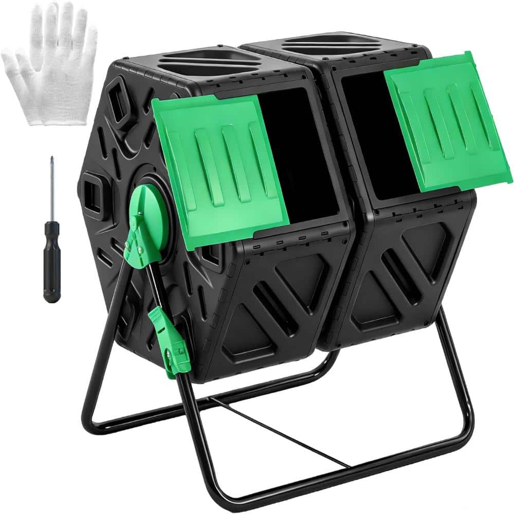 Yangming Green 37 Gal. Outdoor Tumbling Composter Efficient 360 ...