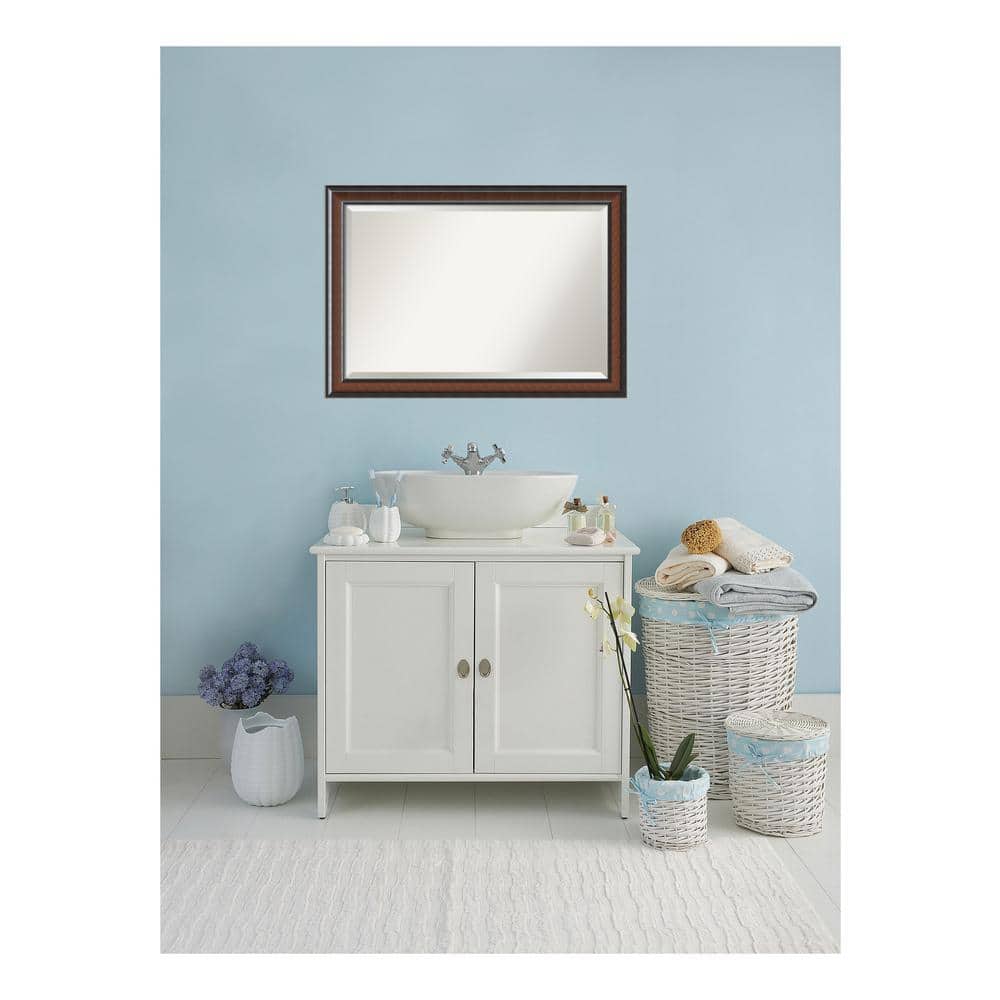 Cyprus Walnut 40.75 in. x 28.75 in. Beveled Rectangle Wood Framed Bathroom 