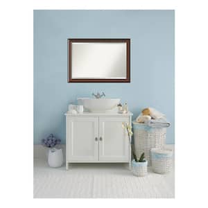 Cyprus Walnut 40.75 in. x 28.75 in. Beveled Rectangle Wood Framed Bathroom Wall Mirror in Brown,Cherry