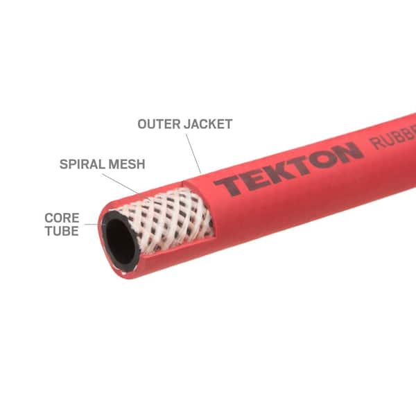 Tekton 100 Ft X 1 2 In I D Rubber Air Hose 250 Psi The Home Depot
