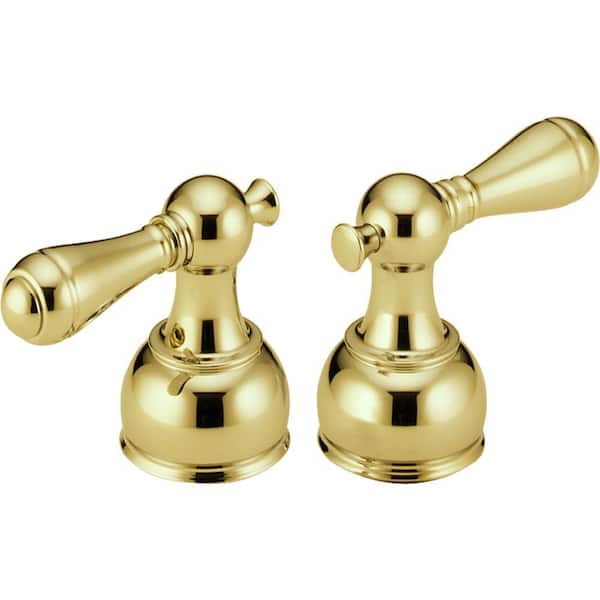 Delta Traditional Lever Handles in Polished Brass for 2-Handle Faucets (2-Pack)