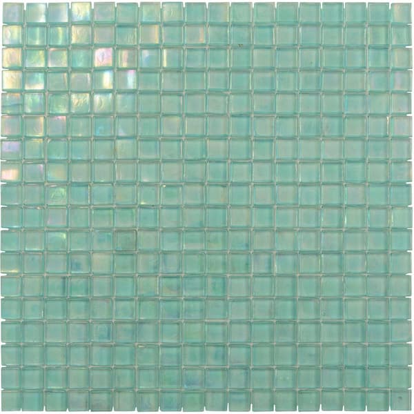 Skosh Glossy Sea Green 11.6 in. x 11.6 in. Glass Mosaic Wall and Floor Tile (18.69 sq. ft./case) (20-pack)