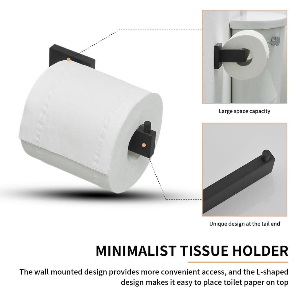 Matte Black Stainless Steel 5-Piece Bathroom Hardware Set