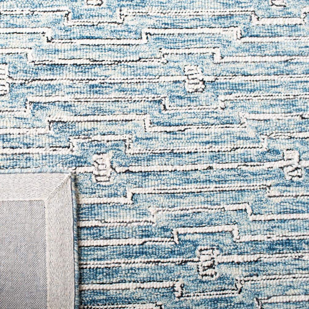 Handmade Light Blue Wool Tufted Square Rug 5'