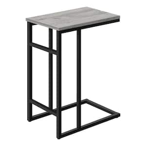 24 in. Grey Laminate Accent Table C Shaped End Table with Black Metal, Contemporary, Modern