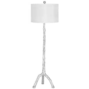 Branch 58 in. Silver Nature Floor Lamp with White Shade