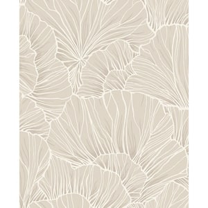 30.75 sq. ft. Latte Coral Way Vinyl Peel and Stick Wallpaper Roll