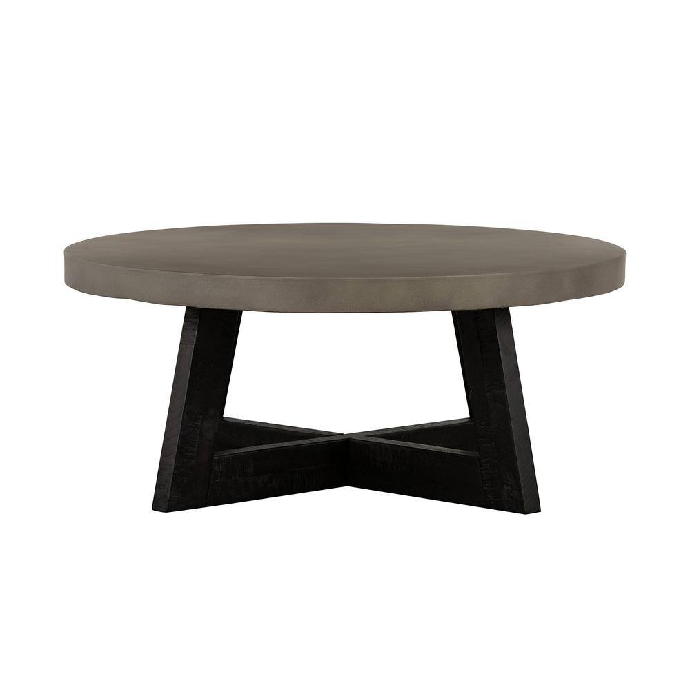 Armen Living Chester Modern Concrete and Acacia Round Coffee Table LCCHCOCC The Home Depot