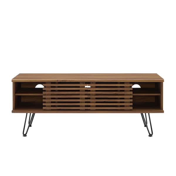 Modway Render Mid-Century Modern Low Profile 46 Inch Media Console TV Stand in Walnut White Modway Render Mid-Century Modern Low Profile 46 Inch Media Console TV Stand in Walnut White