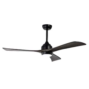 52 in. Indoor/Outdoor Mattte Black DC Motor Ceiling Fan with Adjustable Integrated LED Lights and Remote Control