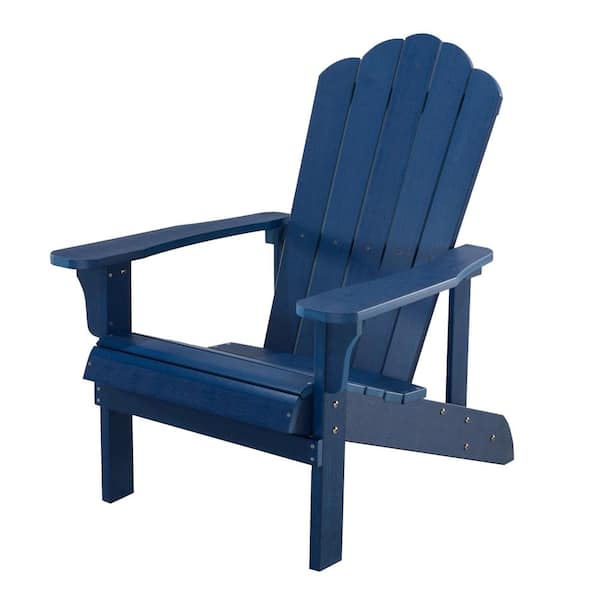 Misopily Outdoor Blue Folding Plastic Adirondack Chair, Patio Chair Weather Resistant