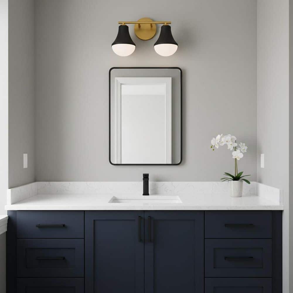 LARK Haddie 14.5 in. 2 Light Black Vanity Light 85512BK - The Home