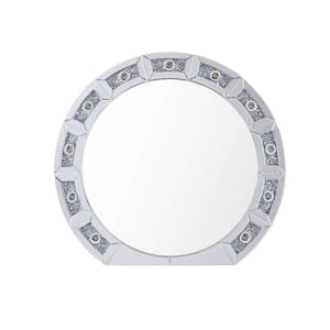 Noralie 3 in. x 29 in. Glam Round Framed Silver Decorative Mirror