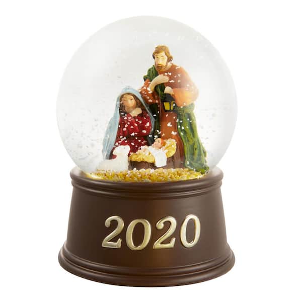 Home Accents Holiday 5.5 in. Christmas Nativity Snow Globe with LED Lights