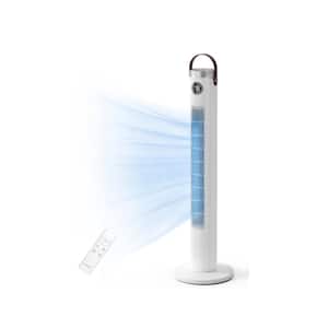 46 in. 3 Fan Speeds Tower Fan in White with Remote, 24-Hours Timer Led Display Standing Floor Fan