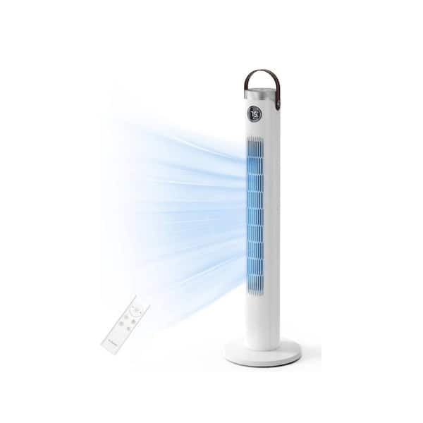 Aoibox 46 in. 3 Fan Speeds Tower Fan in White with Remote, 24-Hours Timer Led Display Standing Floor Fan