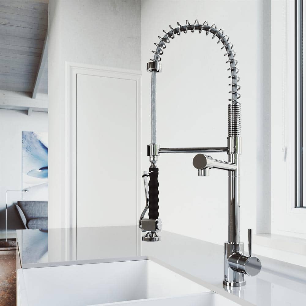 Zurich 27" Chrome Brass Pull-Down Kitchen Faucet