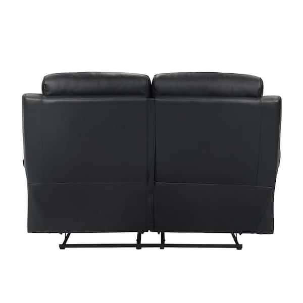 Lazzara Edelia 64 in. W Black Leather Manual Double Reclining 2