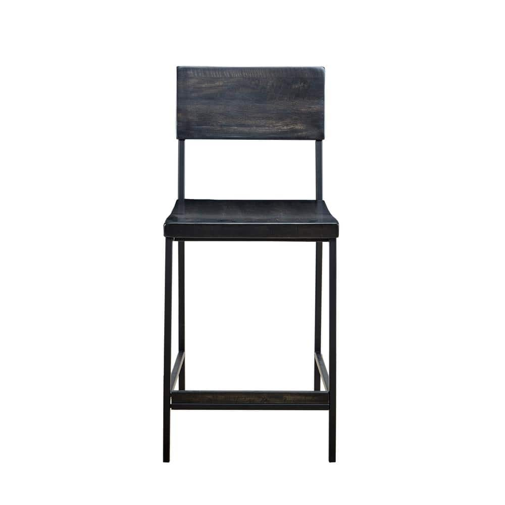 INK+IVY Tacoma 24.8 in. Black Wood Counter Stool II104-0251 - The Home ...