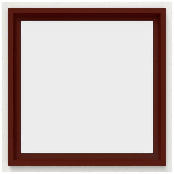 JELD-WEN 23.5 in. x 23.5 in. V-4500 Series Red Painted Vinyl Picture Window w/ Low-E 366 Glass